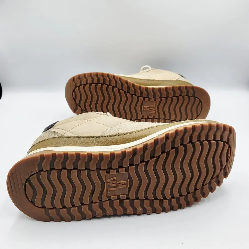 Madewell Kickoff Trainer Unisex Size W-6.5 M-5 Quilted Beige Tan Suede Sneakers